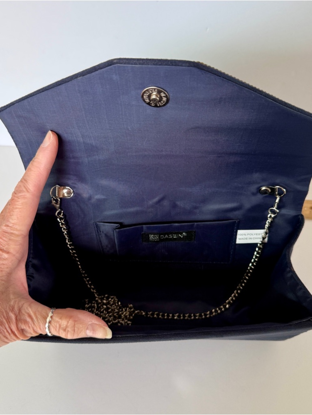 Crystal-Trim Navy Blue Evening Clutch - Picture 5 of 6
